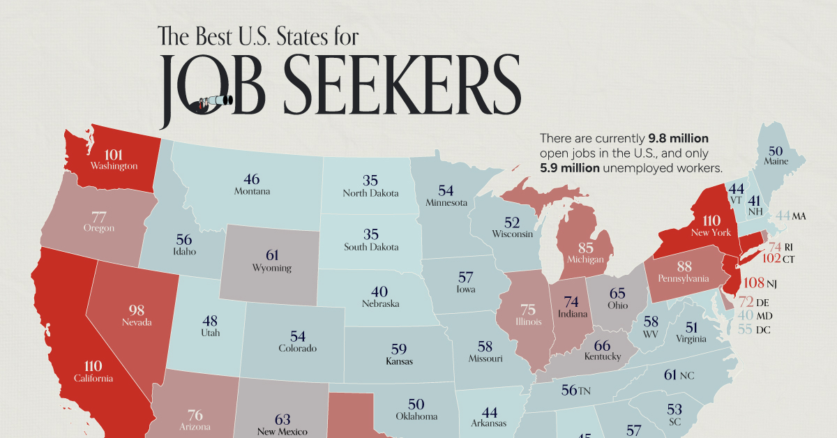 The Best U.S. States for Jobs by Worker Availability: A Mapping Analysis