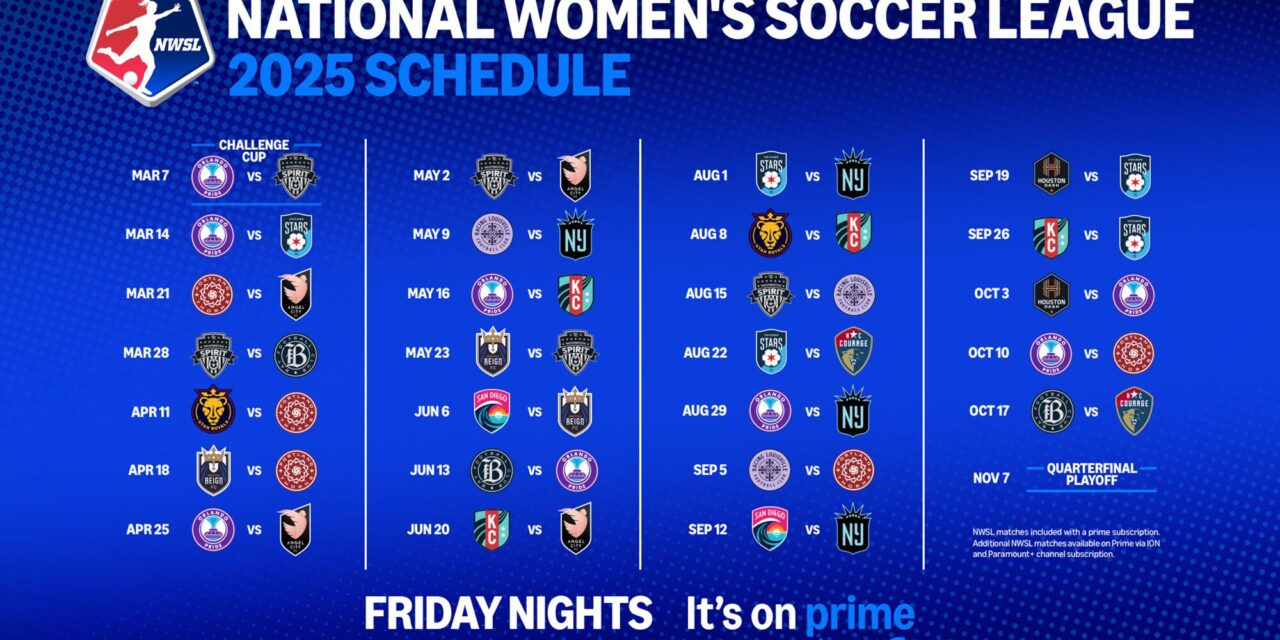 Prime Video will stream 27 NWSL games in 2025. Check out the full schedule.