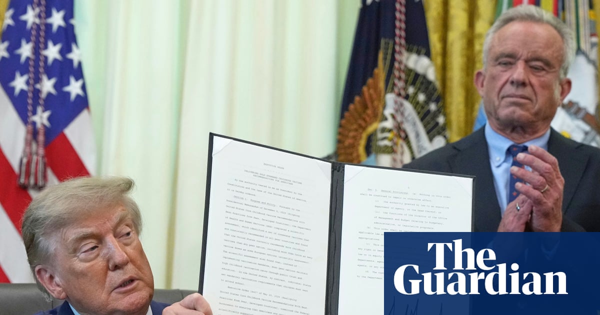 Trump signs executive order with plan to reduce number of recommended childhood vaccines | Donald Trump | The Guardian